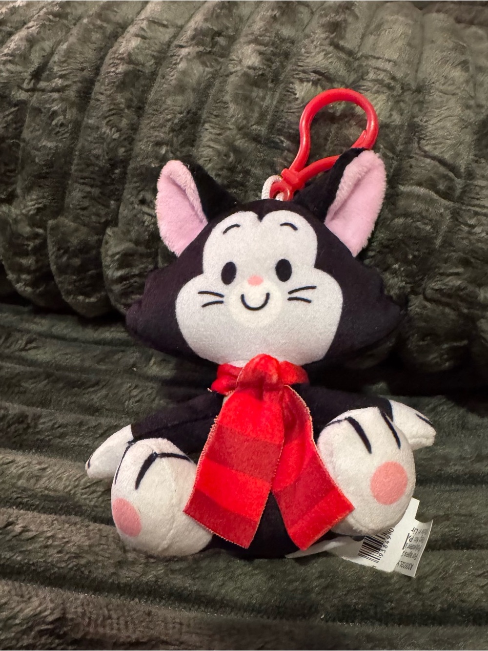 Disney Figaro the Cat Plush Keychain Bag Clip Pinocchio Black White Tuxedo